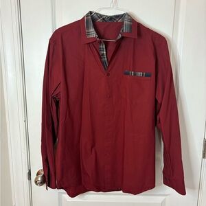 Men's Red Plaid Collar Shirt